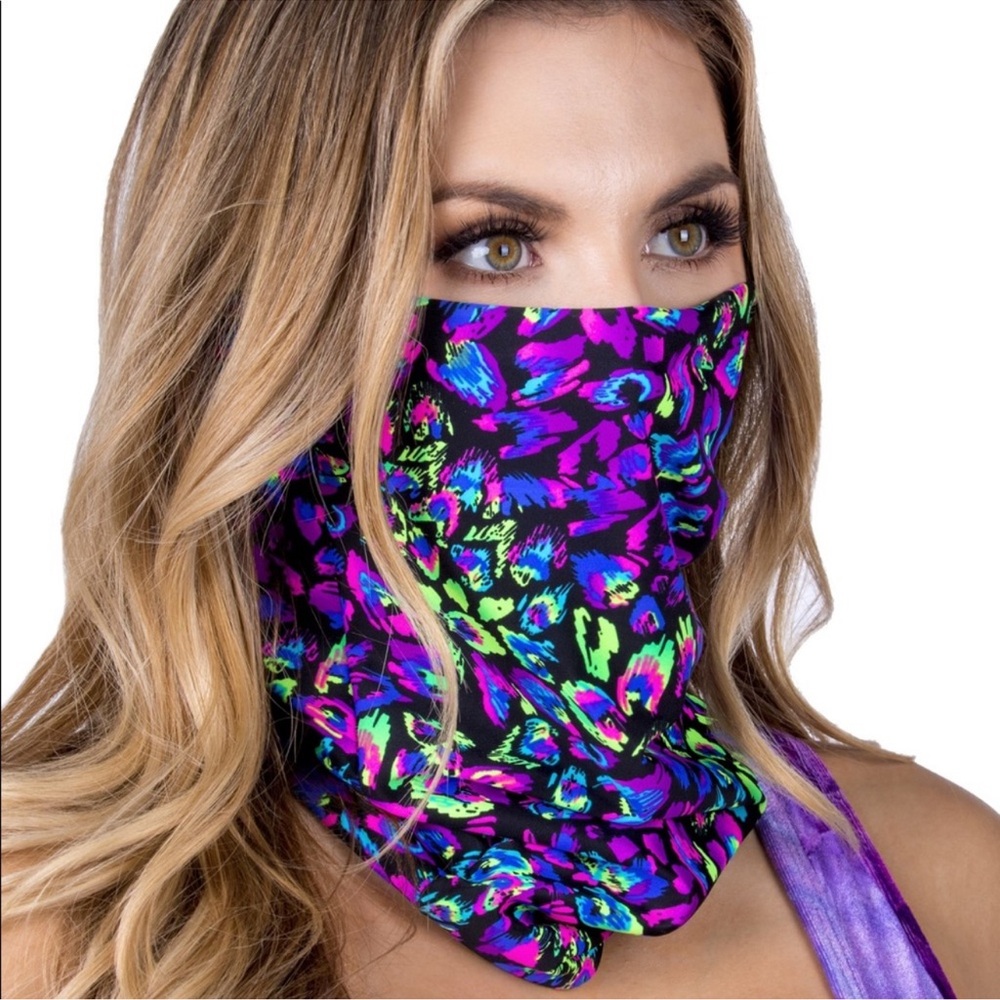 Rainbow Blacklight Rave Trippy Face Mask Bandana